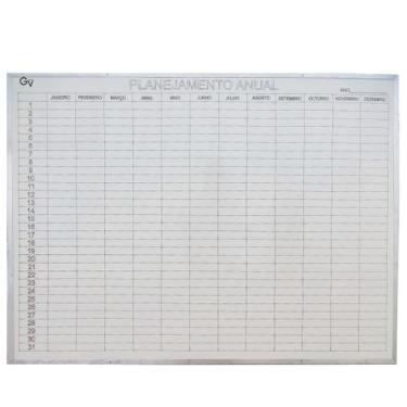 Imagem de Quadro Branco Slim Planejamento Anual 100x80 cm Moldura Alumínio Gv Of