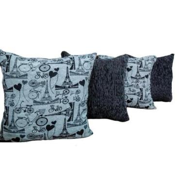 Imagem de Kit Capa Para Almofada Paris Chenille Cinza 4 Peças - Thais Enxovais