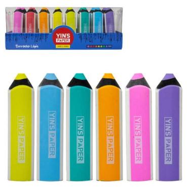 Imagem de Borracha Escolar em Formato de Lápis Cores Sortidas Colorido Yins Pape