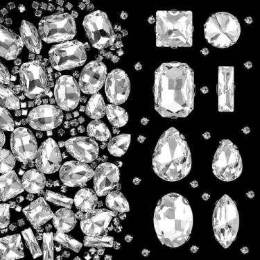 Imagem de Strass De Vidro Transparente Com Base Reta, 240 Peças De Formatos Vari