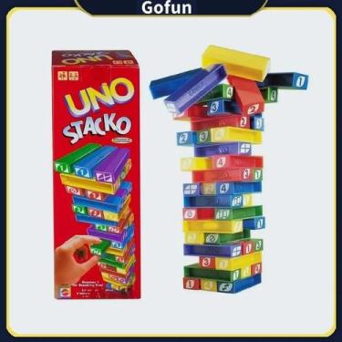Imagem de Mini jogo de tabuleiro UNO STACKO The Stacking Block Game para festa e