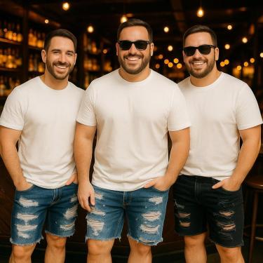 Imagem de Kit 3 Bermudas JEANS MASCULINA RASGADA Plus Size Grande Tamanho 44 46 48 Reforçada 1104-Masculino