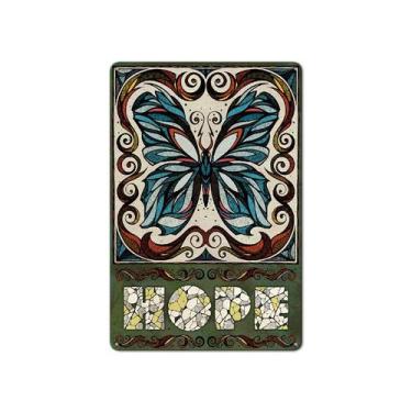 Imagem de Pintura em ferro Decoração de parede vintage Butterfly Hope 20x30cm - 