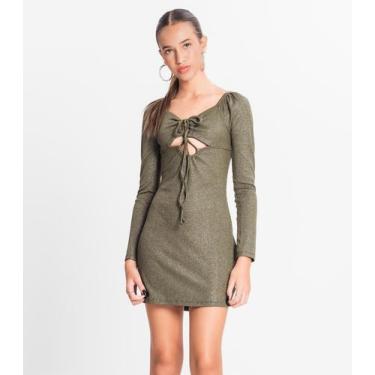 Imagem de Vestido Juvenil Em Ribana Canelada Lurex Minty Verde, 12, Verde