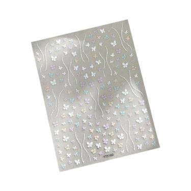 Imagem de Adesivos De Unha 3D Dourados E Verdes Com Flores E Folhas De Cinco Pét