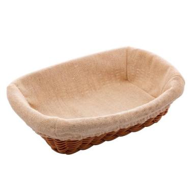 Imagem de Cesta Retangular com Forro Lyor de Rattan Plástico 24cm