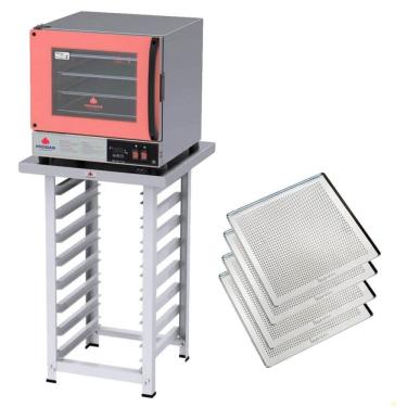 Imagem de Kit Forno Turbo Elétrico Progás Plus Digital 127V Com Mesa PRP-004 E 4 Bandejas Imeca