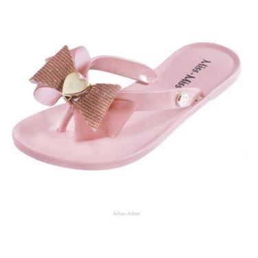 Imagem de Chinelo Rasteira Feminina Infantil com Lacinho Coração - Miss Miss, Ro