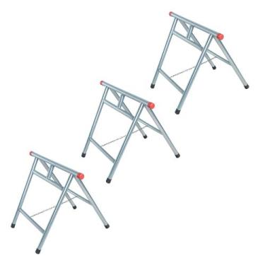 Imagem de Kit 3 Cavaletes Reforçados Dobráveis 80x80cm Zincado NV322 - Bcalos-sf