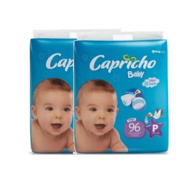 Imagem de Fralda Capricho Baby Mega 2 Pacotes Tamanho P Com 192 Unidades