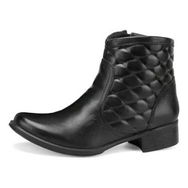 Imagem de Bota Botinha Couro Cano Curto Menina Detalhe Matelassê Casual-Feminino