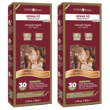 Imagem de Kit 2 Hennas em Pó Natural - Cor Louro Champagne - 50g - Surya Brasil