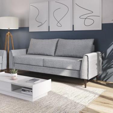 Imagem de Sofá Living Bienna 3 Lugares Estrutura e Pés em Eucalipto Tecido Linho