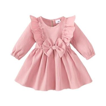 Imagem de Conjunto De Vestido Com Laço E Borda Com Babados, Manga Longa, Para Be