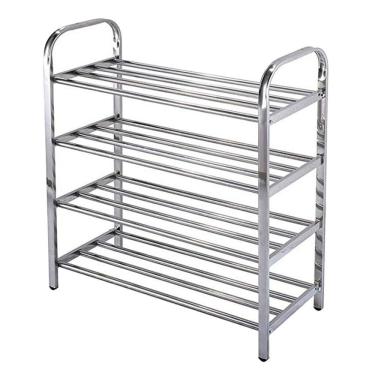 Imagem de Sapateira Inox 4 Prateleiras Organizador de Sapatos Estante Compacta para Sala Quarto