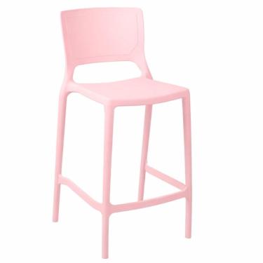Imagem de Banqueta Alta Cozinha Rosa Bebê Empilhável Urano em Polipropileno Acrilys