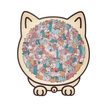 Imagem de Quebra-Cabeça De Madeira Em Forma De Gato Colorido Para Adultos, Decor