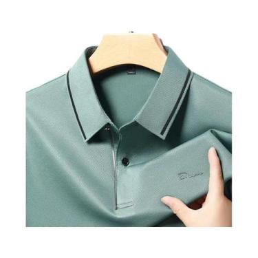 Imagem de Camisa Polo Masculina Casual De Negócios De Manga Longa, Cor Sólida, R