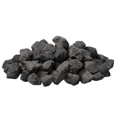 Imagem de Pedras vulcânicas pretas médias de 4,5 kg, 3,5 a 5 cm, para fogueiras, lareiras internas, mesas de fogo a gás ao ar livre, decoração de paisagismo de jardim