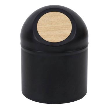 Imagem de Lixeira Banheiro 1,3l Preta Aco 17x13x13cm Abertura Manual