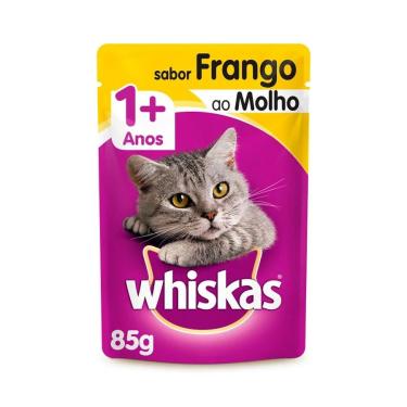 Imagem de Ração Úmida Sachê Whiskas para Gatos Adultos Sabor Frango ao Molho 85g