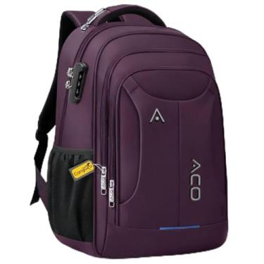 Imagem de Mochila Bolsa Masculina Feminina Notebook Reforçada Anti Furto Semi Impermeável Escolar Faculdade Trabalho Viagem Resistente Executiva Cabo De Aço Saída Usb SAÍDA Fone DE OUVIDO (ROXA)