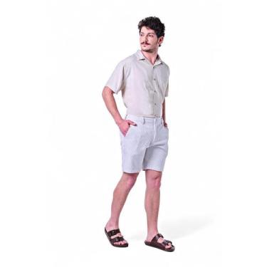 Imagem de Bermuda Masculina Malha Listrada - Rabbitohs, P, Off white