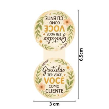 Imagem de 200 Adesivos Lacre Fecha Sacola 3x6cm  Gratidão por Ser Nosso Cliente 