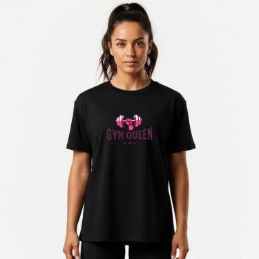 Imagem de Camiseta Feminina Algodão Premium GYM QUEEN Caminhada Academia-Feminino