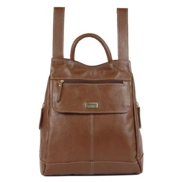 Imagem de Mochila Feminina Meyre Social Anti Furto Notebok em Couro Legitimo, Co