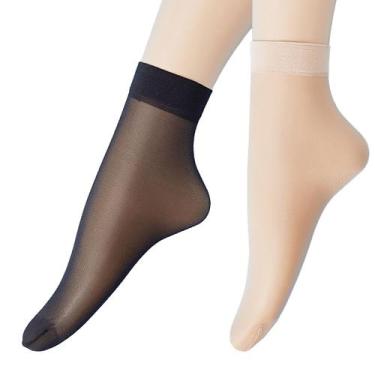 Imagem de kit 10 Pares Meias Social Fina Soquete Feminina confortável Cor:pretoK