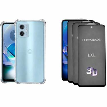 Imagem de 3UN Película 3D Vidro Privacidade + 1UN Capa Anti Shock para Moto G54 