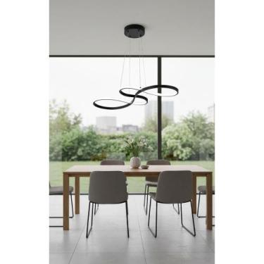 Imagem de Lustre Pendente LED 40W Preto 75cm Moderno Circular - Congratulations 