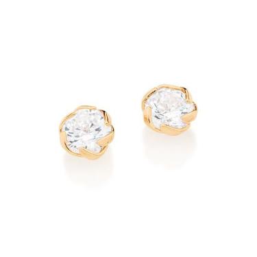 Imagem de Brinco Rommanel Ponto De Luz Zircônia Folheado Ouro 526241 Cor:Dourado