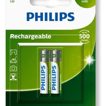 Imagem de Pilha Recarregável Aaa Philips 1000mah Hr03 Micro 1.2v Com 2 Unidades