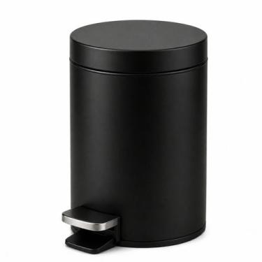 Imagem de Lixeira Matte 5 Litros Preta Em Aço Inox Banheiro Cozinha - CAMESA