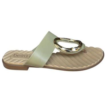 Imagem de Sandália Feminino Rasteirinha Napa Dedo Beira Rio 8519.108, Verde, 38