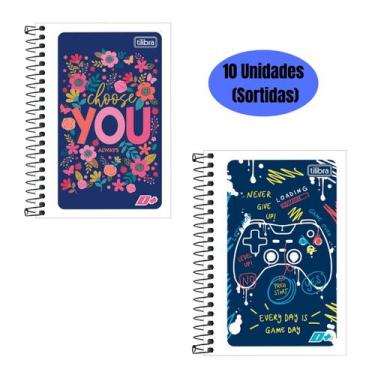 Imagem de Kit 10 Caderneta Espiral Pequena Anotações 1/8 D+ 96 Folhas Capa Flexí