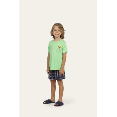 Imagem de Pijama Manga Curta Masculino Infantil New Grid em Algodão - Lua Encant