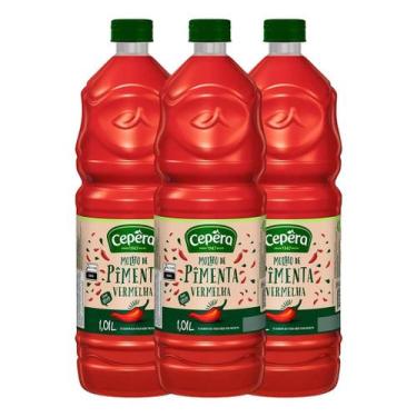 Imagem de Molho Pimenta Vermelha Cepêra 1 Litro Food Service - Kit C/ 3