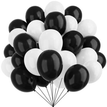 Imagem de Balões de Látex Pretos e Brancos YMSZ (67 Unidades, 30cm) - Festa