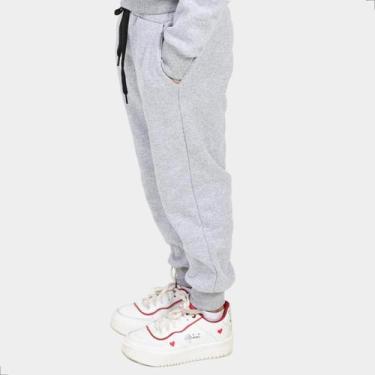 Imagem de Calça Moletom Infantil Com Bolso Quente Para Frio - Techmalhas, Cinza,