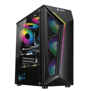 Imagem de Gabinete Gamer Hayom 4 Fans S/Fonte Atx Vidro Temperado Preto - GB1713