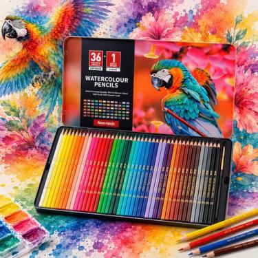 Imagem de Kit 12 24 36 72 Lápis Aquarela Profissional Com Estojo Completo Para D