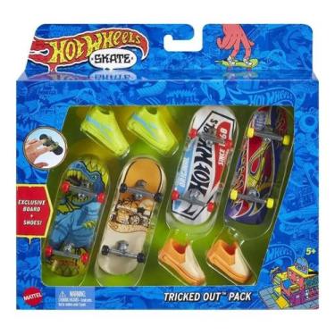 Imagem de Skate Dedo Hotwheels Pack 4 Fingerboards Shoes Hgt84 Cor do skate Sort