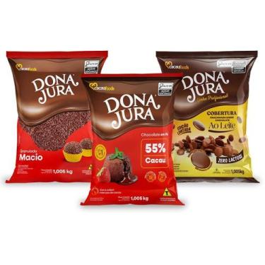 Imagem de Kit Confeitaria Completa Dona Jura Chocolate 55% + Cobertura Moeda + G