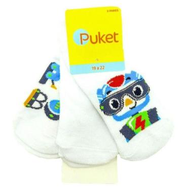 Imagem de Meia infantil estampada Puket meninos kit 3 pares