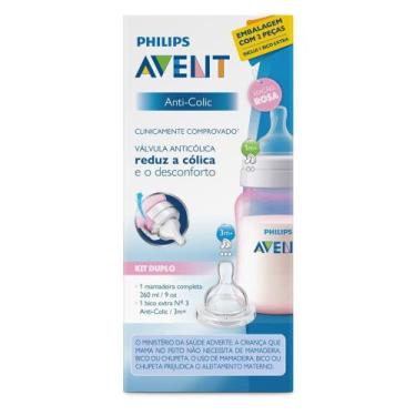 Imagem de Kit Mamadeira Philips Avent Anti Cólica Rosa 260ml+ Bico N3 - Phillips