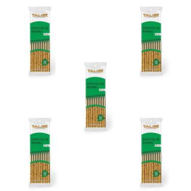 Imagem de Kit 5 Pacotes de Espetos para churrasco Bambu 25cm Talge com 50 unidad