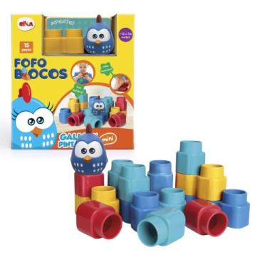Imagem de Brinquedo Blocos de Montar Fofo Blocos Galinha Pintadinha 15 peças Elk